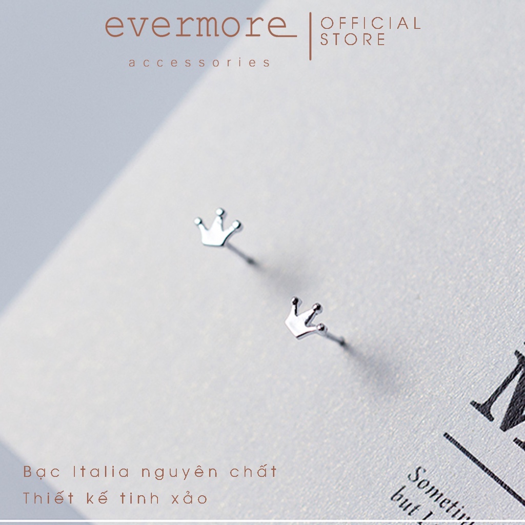 Bông tai bạc EVERMORE, khuyên tai My Queen bạc Ý 925 nguyên chất, phong cách minimalism, thanh lịch - H008