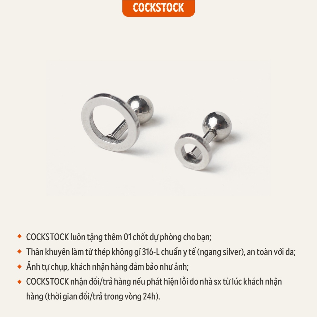 Khuyên tai đơn giản basic Round Minimal Earring CockStock