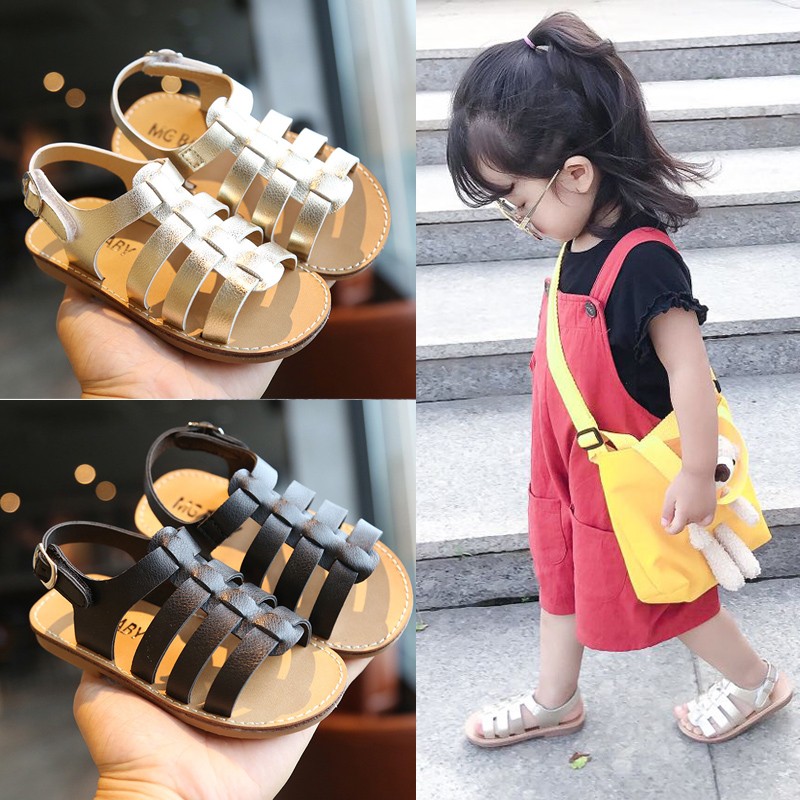 Dép sandal bé gái, Giày sandal cho bé gái quai chéo da PU siêu mềm chắc chắn hàng chính hãng MG Baby đế cao su mềm V531