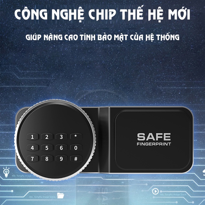 Két Sắt Mini Khóa Vân Tay - Khóa Số, An Toàn Chống Cháy, Két Sắt Mini Thông Minh Nhỏ Gọn Cho Gia Đình