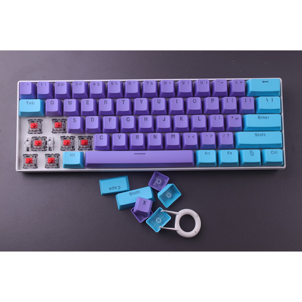 Keycap màu xanh tím, 61 key PBT keycaps Sự kiện đặc biệt Keycaps, bàn phím cơ hai màu có đèn nền keycaps GH60 / RK61 / ALT61 / Annie / GK61 keycaps poker keycaps chơi game