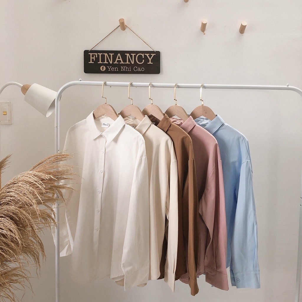 [Thanh lý] Áo sơ mi nữ tay dài form rộng kiểu Hàn Quốc màu trơn công sở đẹp FINANCY A02
