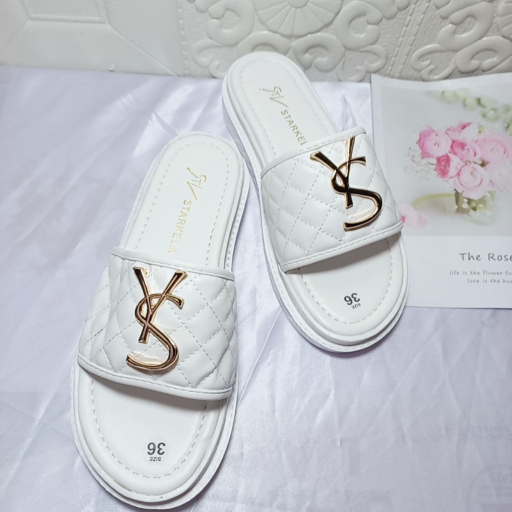 Dép bánh mì quai ngang bản rộng chữ YS đế cao tôn dáng phong cách hàn quốc ulzzang mã DYS MINHTUYETSHOES