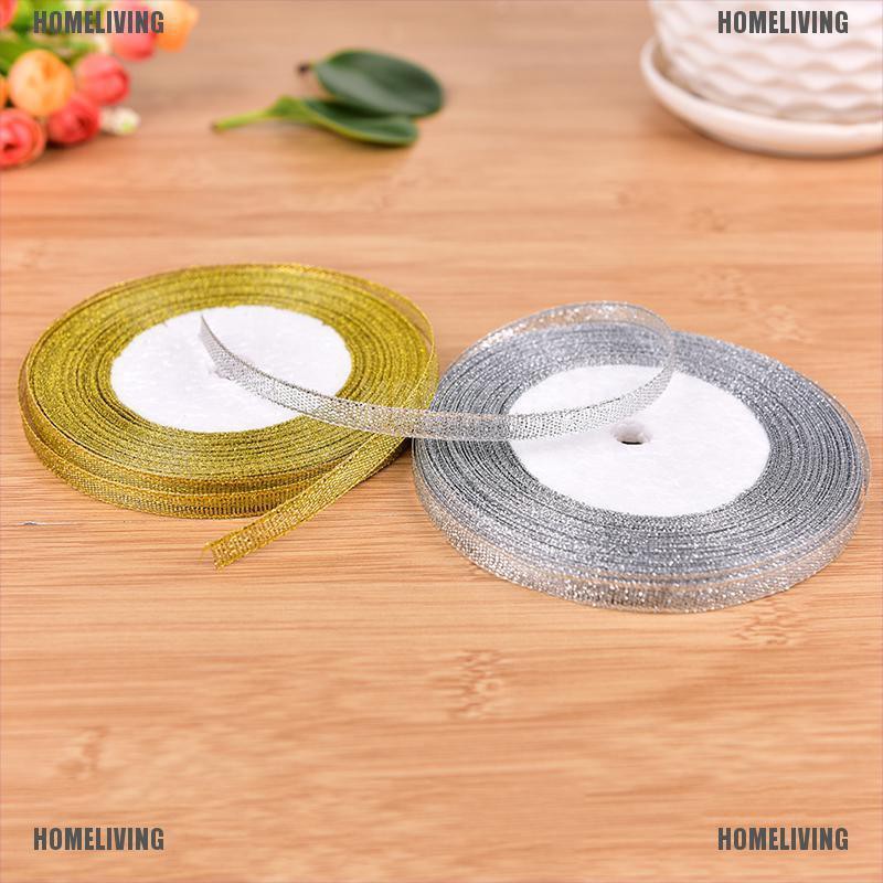 Cuộn Dây Ruy Băng Lụa Satin Màu Vàng / Bạc 25 Yards Dùng Trang Trí Giáng Sinh DIY