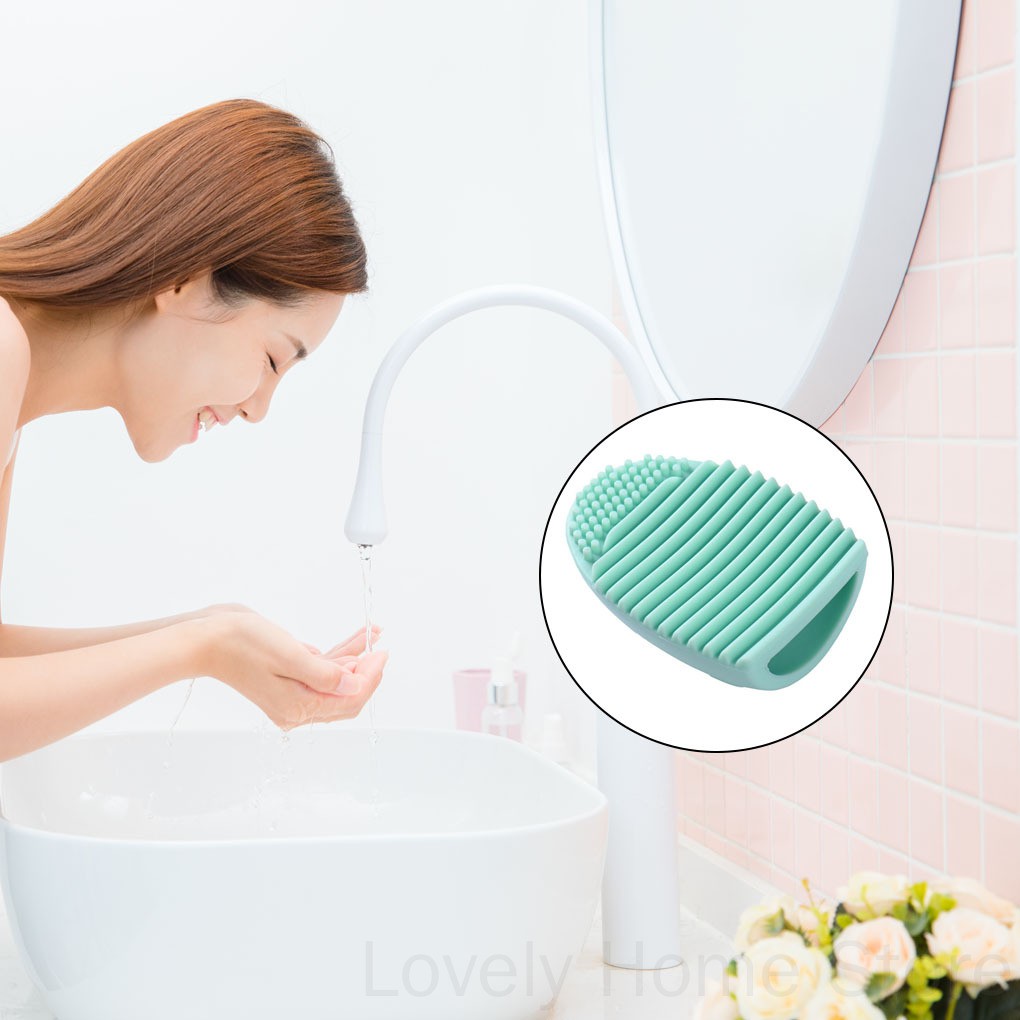 [Hàng mới về] Dụng cụ làm sạch cọ trang điểm hình quả trứng bằng silicone tiện lợi cho nữ