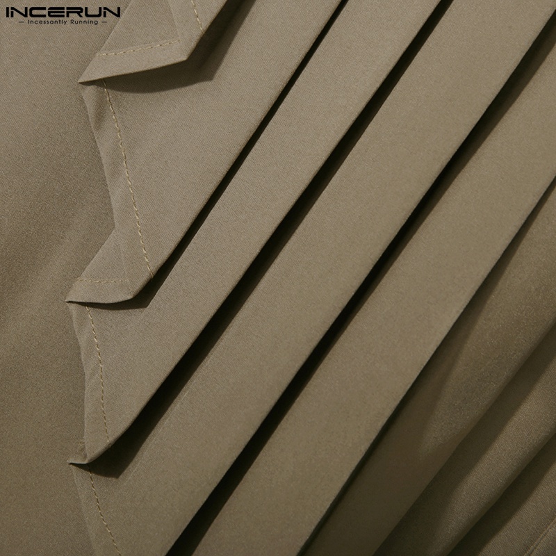 Áo sơ mi INCERUN tay dài dáng rộng cài nút phong cách thanh lịch thời trang cho nam