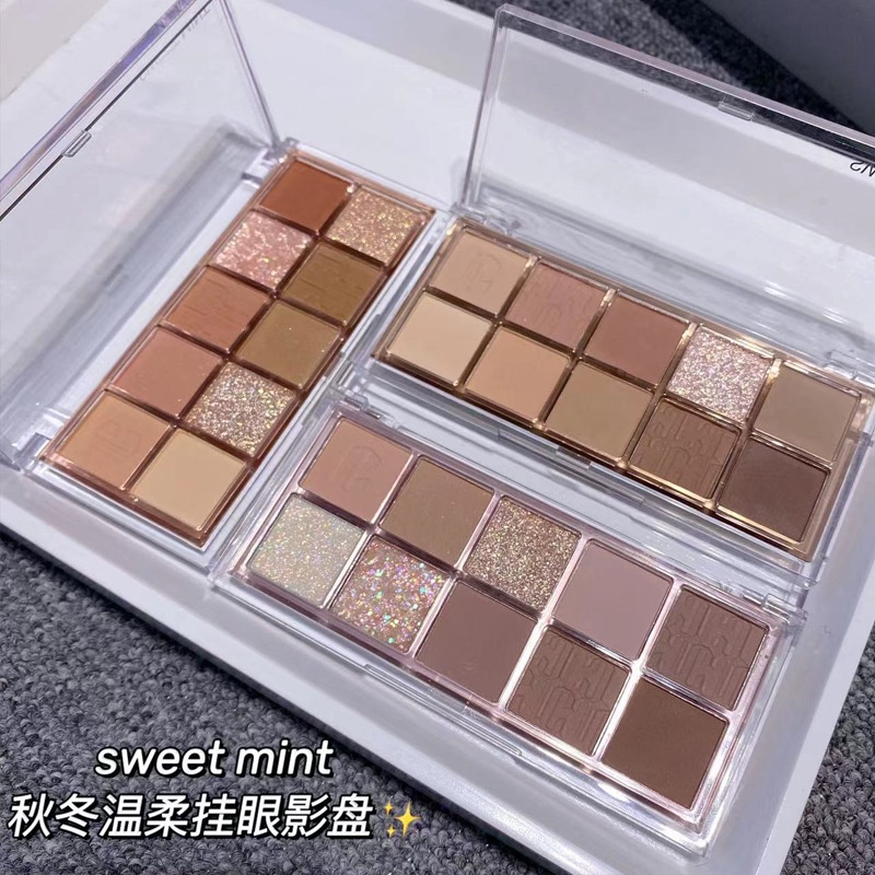 Bảng phấn mắt nhũ lì 10 ô Sweet Mint Chữ T Lệch Sena Beauty