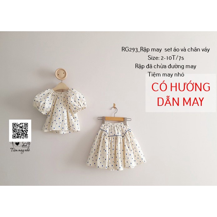 RG293_Rập giấy may set áo kèm chân váy bé gái