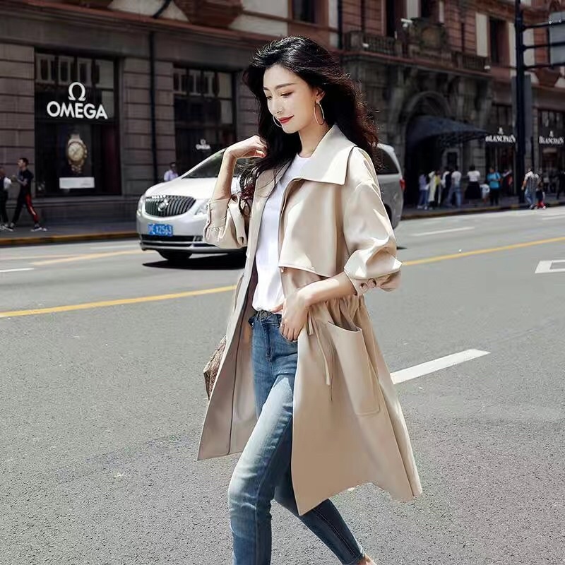 Áo khoác kaki nữ dáng dài phong cách trẻ trung