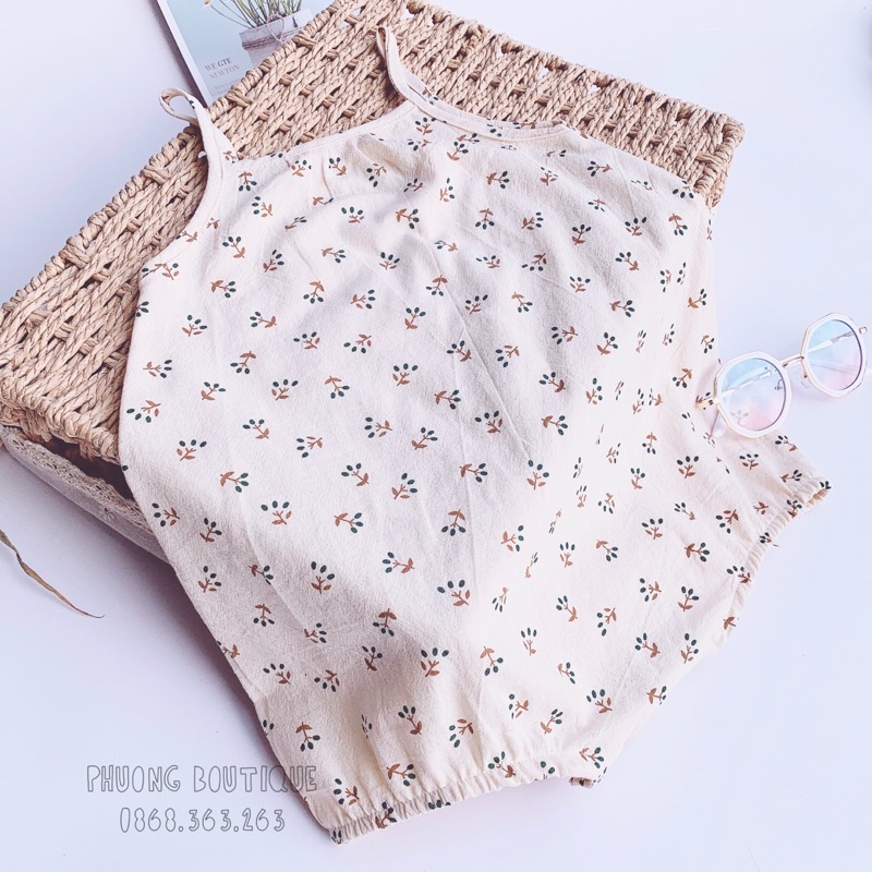 BodySuit 2 dây hoạ tiết hoa nhí ,vải thô caza Royal Kids