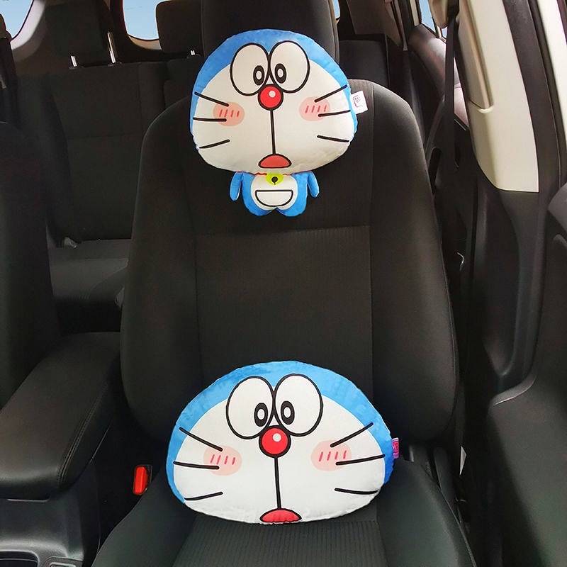 Doraemon Automotive Headrest Pillow Cartoon Cute Car Pillow Neck Pillow Car Lumbar Support Pillow Creative Car Interior Decoration csLl