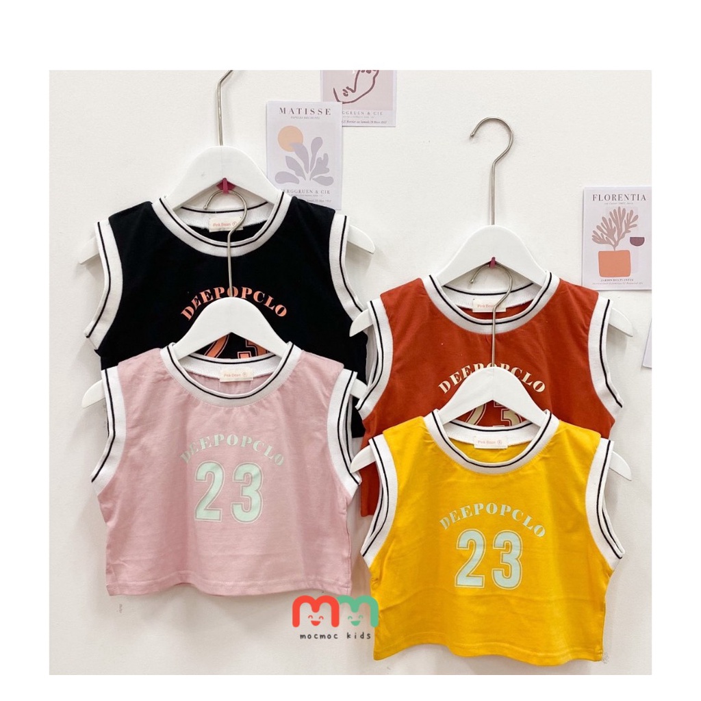 Áo croptop sát nách cho bé gái size đại mặc Hè thun cotton mềm co dãn có bo lai cao cấp cho bé 9kg đến 47kg