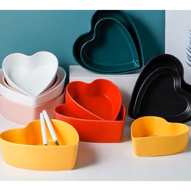 Bát gốm sứ ceramic trái tim nhiều màu