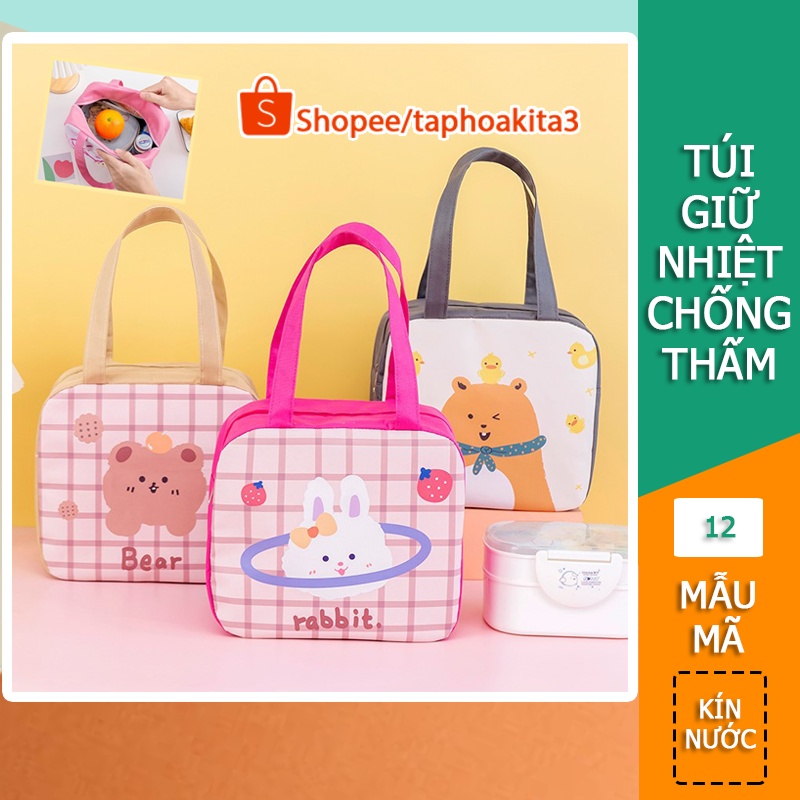 [Nhiều Mẫu] Túi giữ nhiệt họa tiết hoạt hình dễ thương vải Oxford cao cấp chống thấm #T11-1
