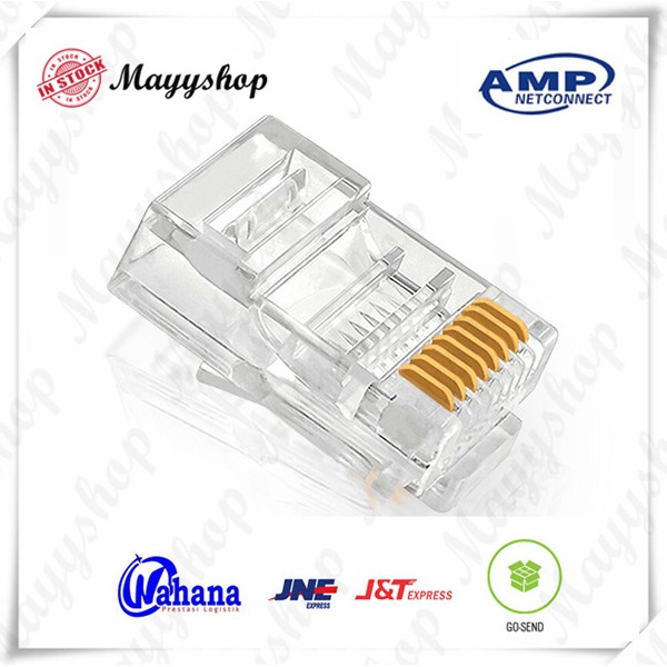 Set 100 Đầu Nối Dây Cáp Rj45 Amp Rj 45 Amp