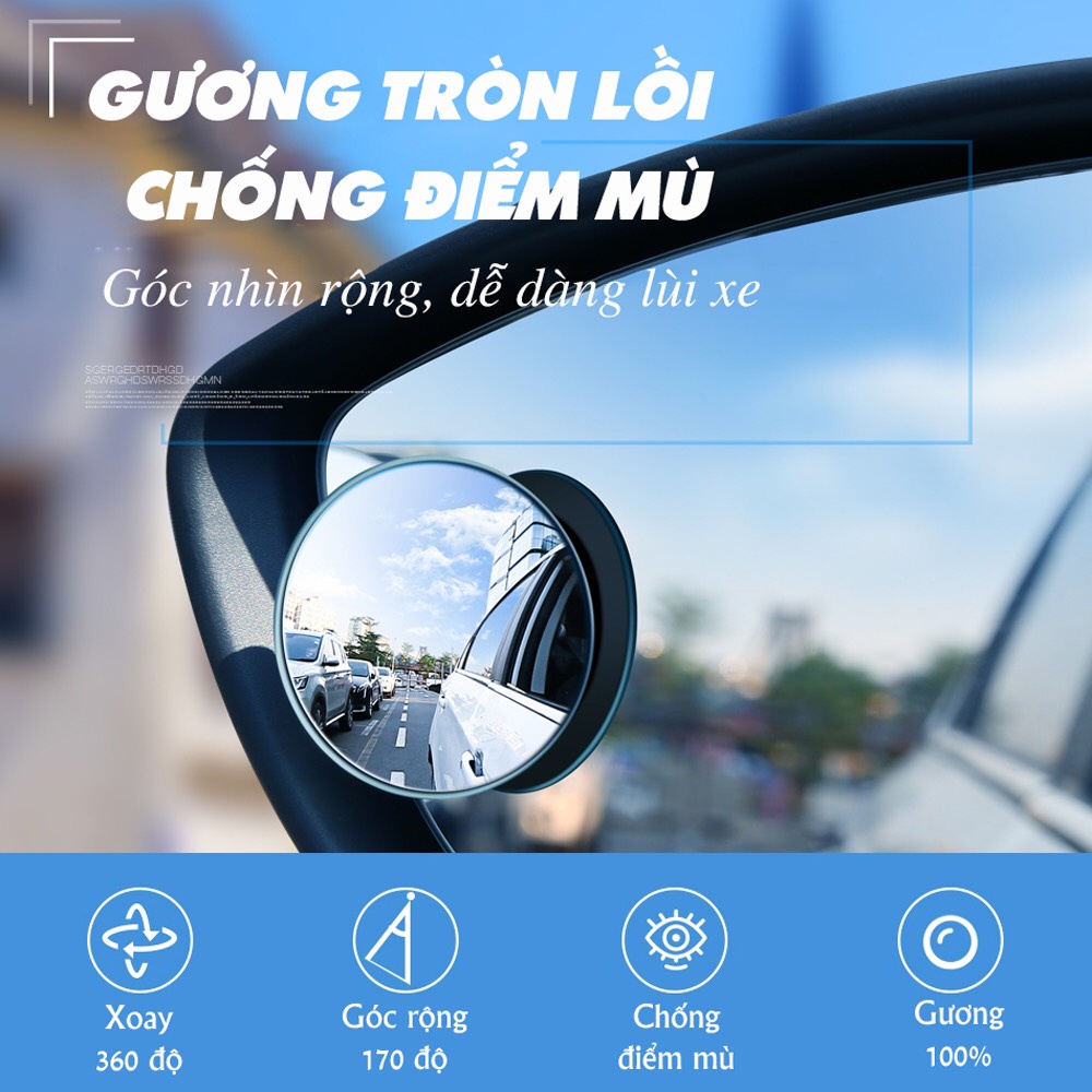 Gương Cầu Lồi Gắn Kính Hậu Ô tô Xoay 360 Xóa Điểm Mù