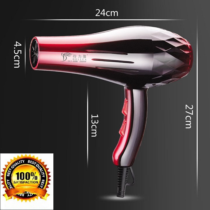 Máy Sấy Tóc 2 chiều Nóng Lạnh Deliya 8080 Công Suất Lớn 2200W BAO GỒM 5 PHỤ KIỆN -Bảo Hành 12 Tháng