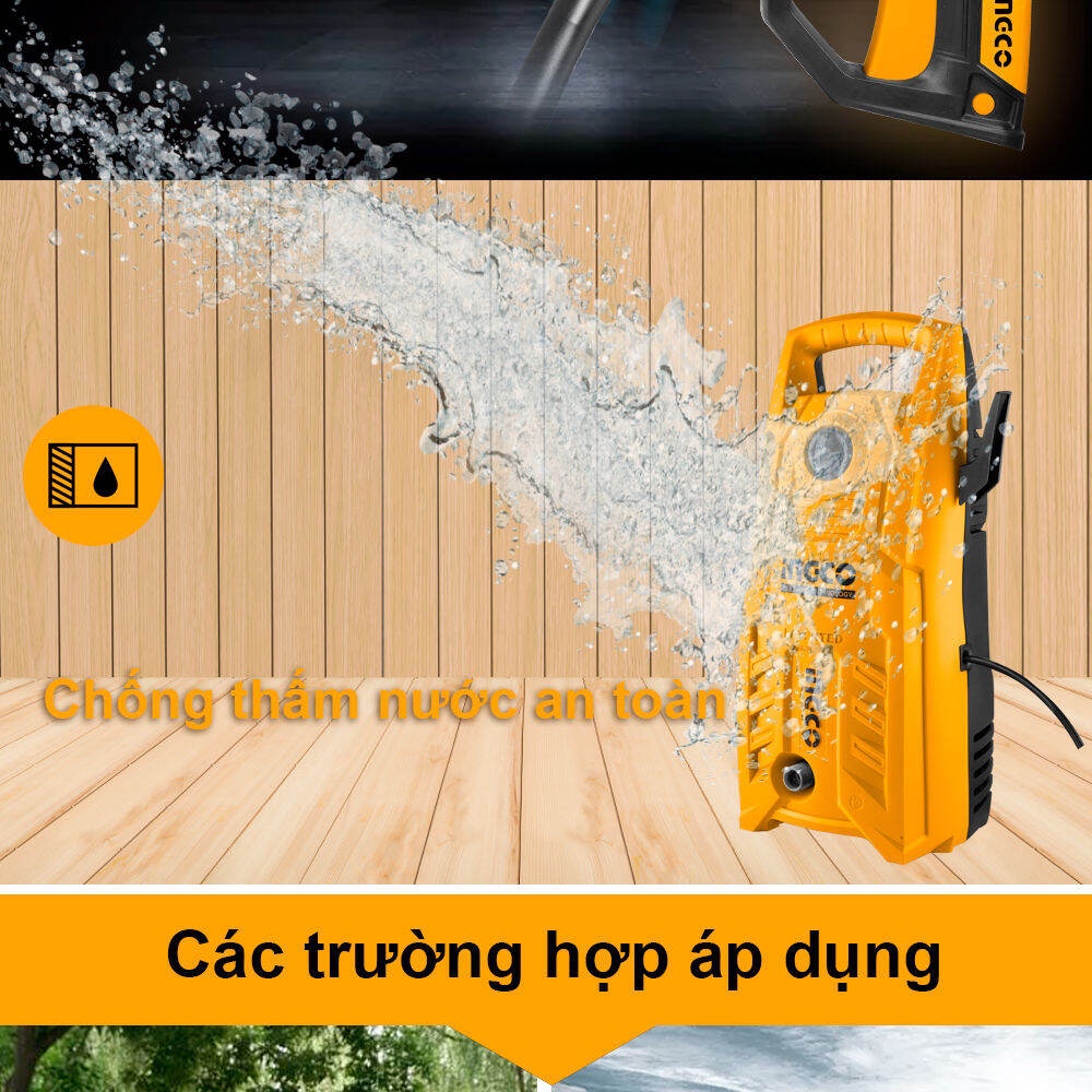 Máy rửa xe tăng áp INGCO HPWR14008 công suất 1400W.