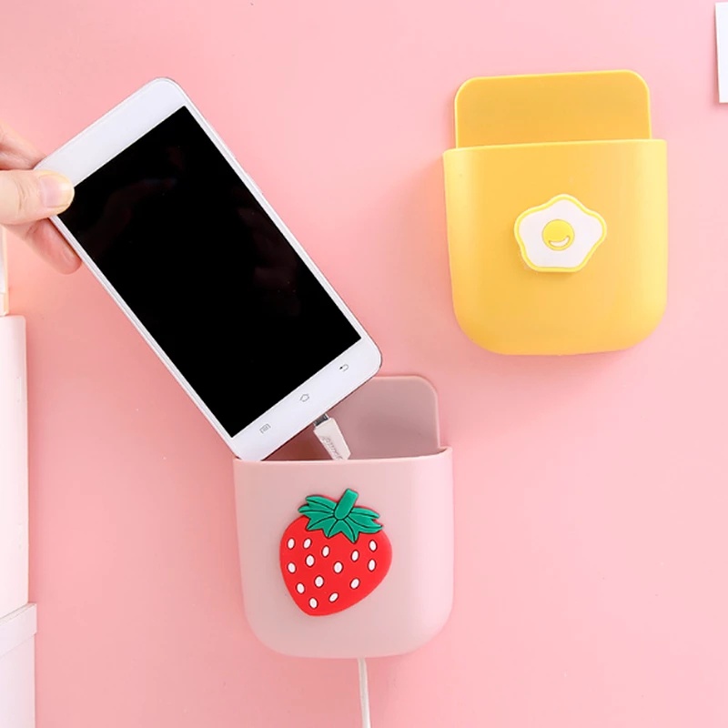 Hộp Đựng Đồ Dùng Gắn Tường Tự Dính Có Lỗ Sạc Điện Thoại Di Động Tiện Dụng Cho Phòng Tắm / Văn Phòng