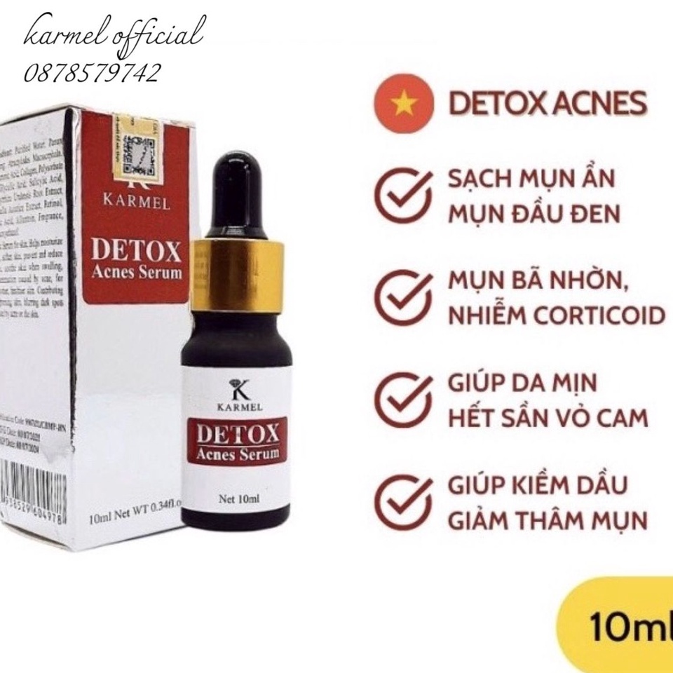 Serum giảm mụn mờ thâm- kamel Detox acnes 10ml, mĩ phẩm giảm thâm mụn