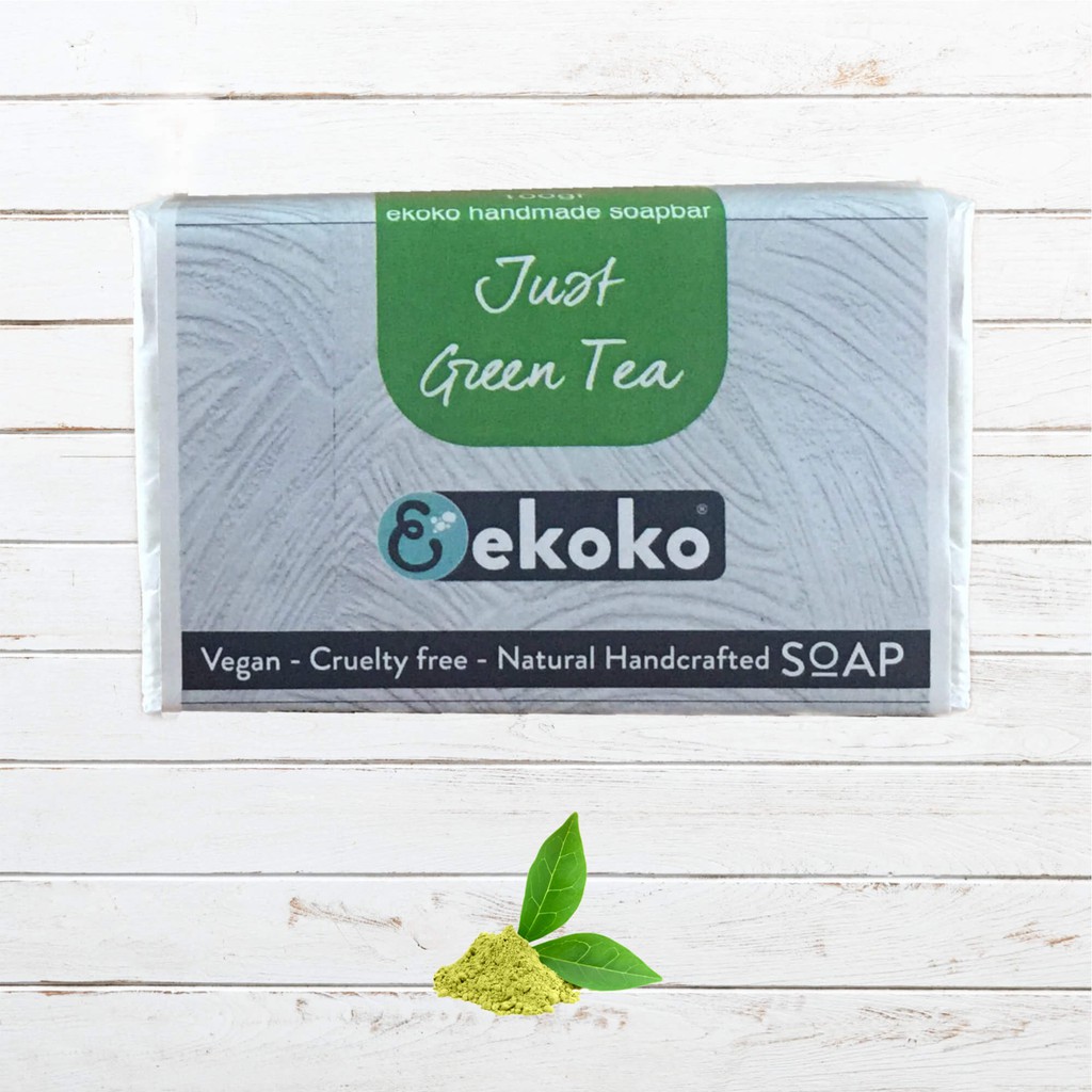 Xà phòng handmade Ekoko Just Green Tea hương Trà Xanh thơm mát, làm trắng da, chống oxy hoá với Bột Tảo Spirulina