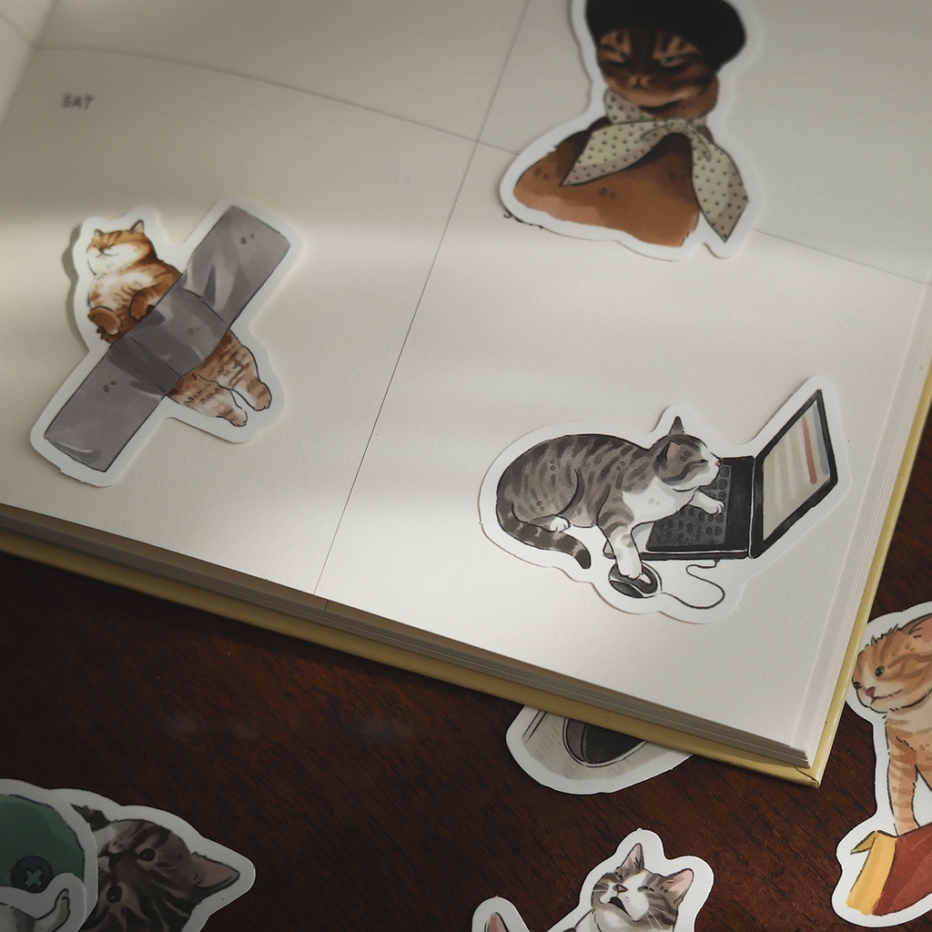 Combo 54 Sticker Biểu Cảm Siêu Kute Mèo Ngộ Nghĩnh