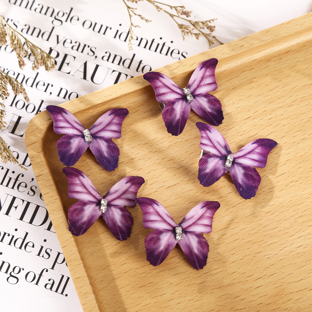 Bộ 5 kẹp tóc hình bướm ba chiều đính đá giả kim cương HAIMEIKANG dành cho bé gái công chúa ngọt ngào