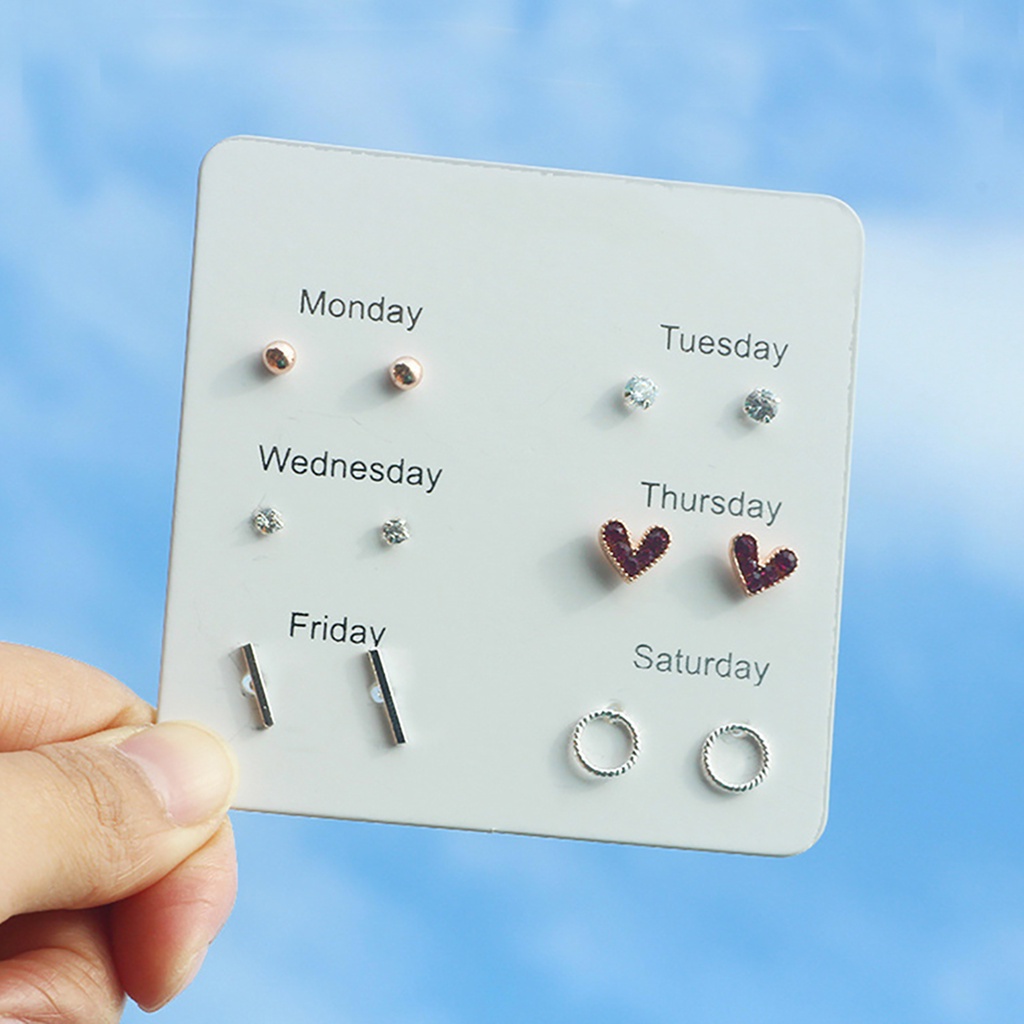 Bộ 6 Đôi Hoa Tai Hợp Kim Nhiều Kiểu Dáng