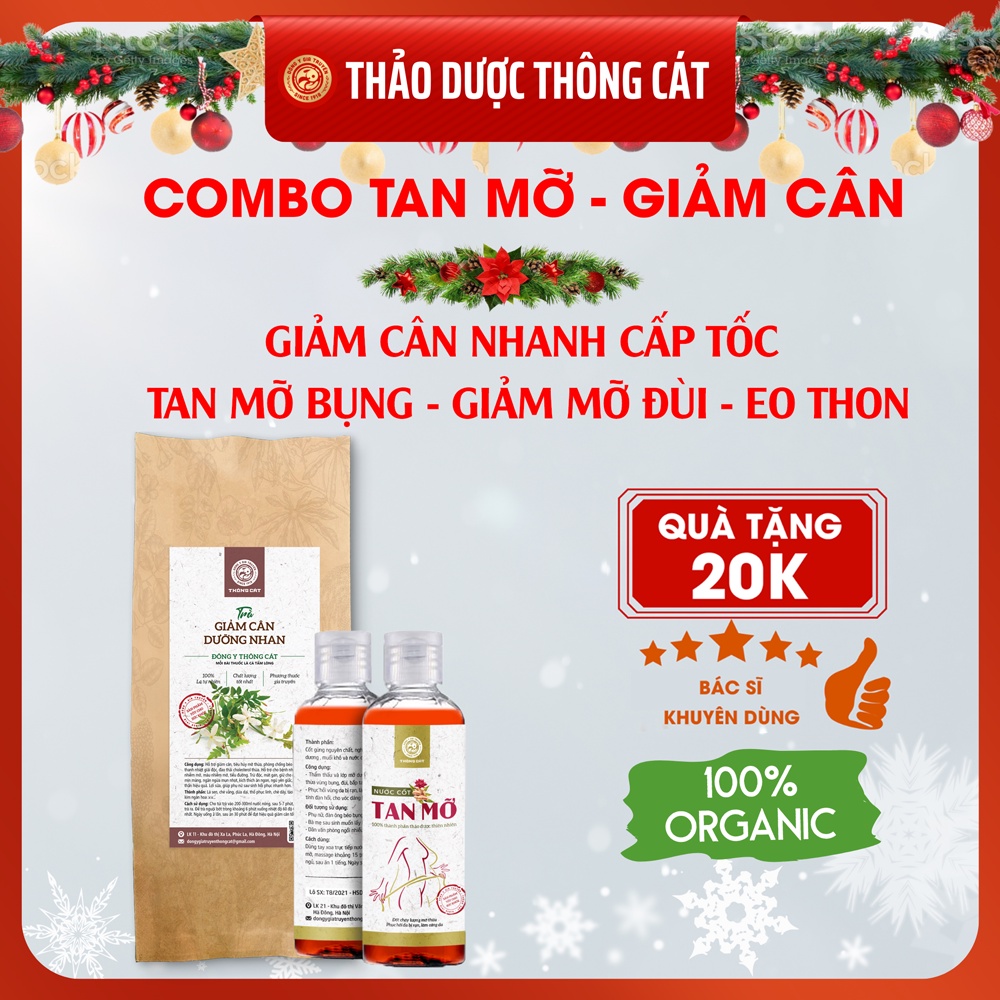 Combo kem tan mỡ và trà thảo mộc giảm cân Thông Cát giúp giảm cân nhanh cấp tốc, tan mỡ bụng, giảm mỡ đùi, eo thon