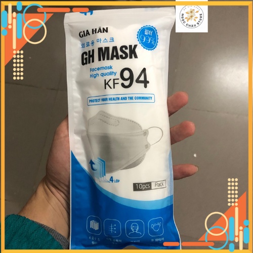 Khẩu trang KF94 Mask  túi 10 cái  4 lớp kháng khuẩn chống bụi mịn màu trắng NGỌC CHÂU STORE