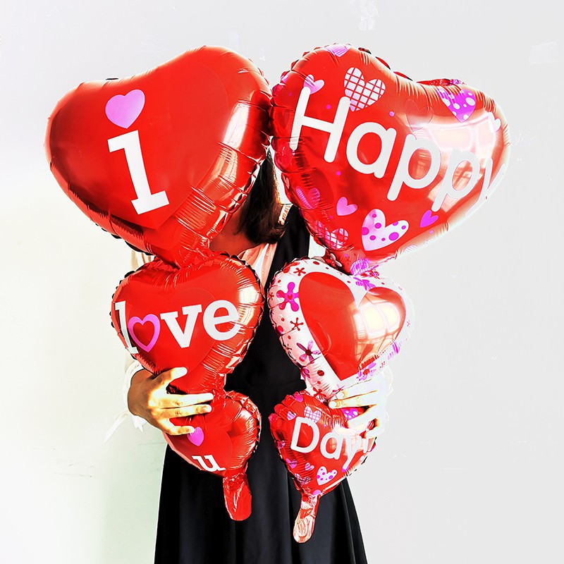 Bóng Nhôm Tim 3 Tầng Happy Day, Bóng Kiếng Tim 3 Tầng I Love You, Bóng Tim Tầng Happy Day, Bóng Tim Tầng I Love You