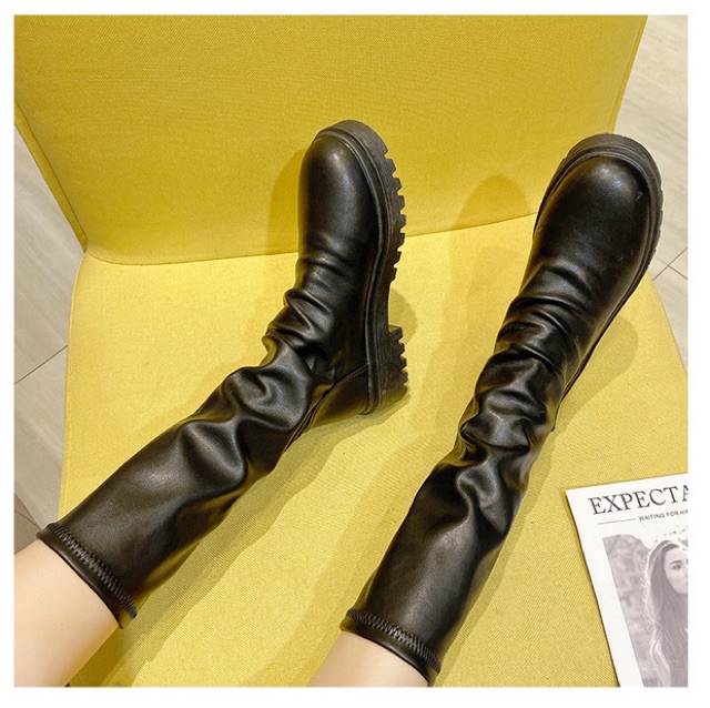 [Có Sẵn] Boots nữ ulzzang cổ cao và cổ ngắn da nhăn mềm đế cao 3,5cm không khoá | BigBuy360 - bigbuy360.vn