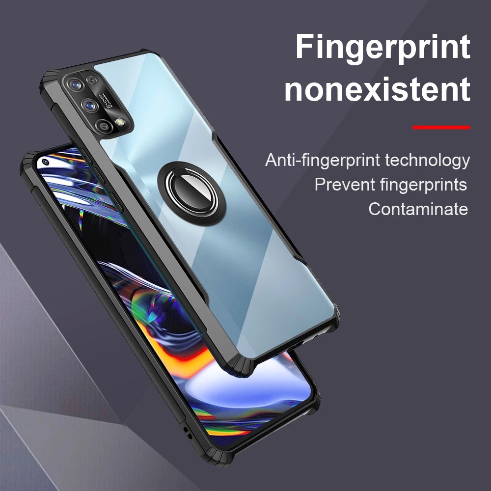 Ốp Điện Thoại Acrylic Trong Suốt Chống Sốc Có Vòng Đỡ Cho Tecno Pova 2 / Tecno Pova / Tecno Ld7 G80