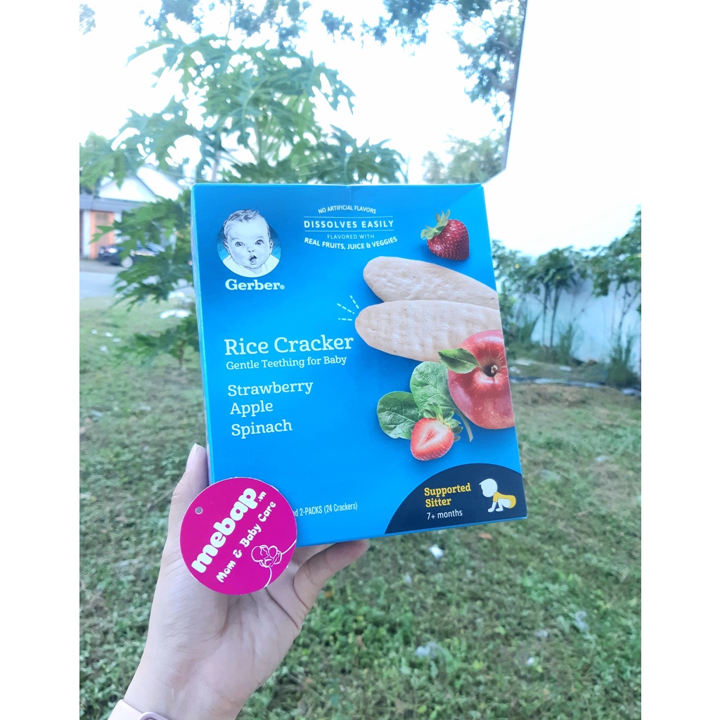 bánh gạo gerber chuối đào và dâu táo rau 7m