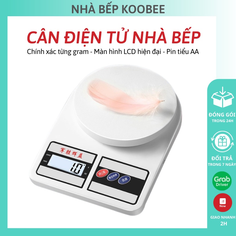 Cân điện tử nhà bếp mini định lượng 1gram đến 10kg - Cân thực phẩm cao cấp bản tiếng anh KooBee (NB47)