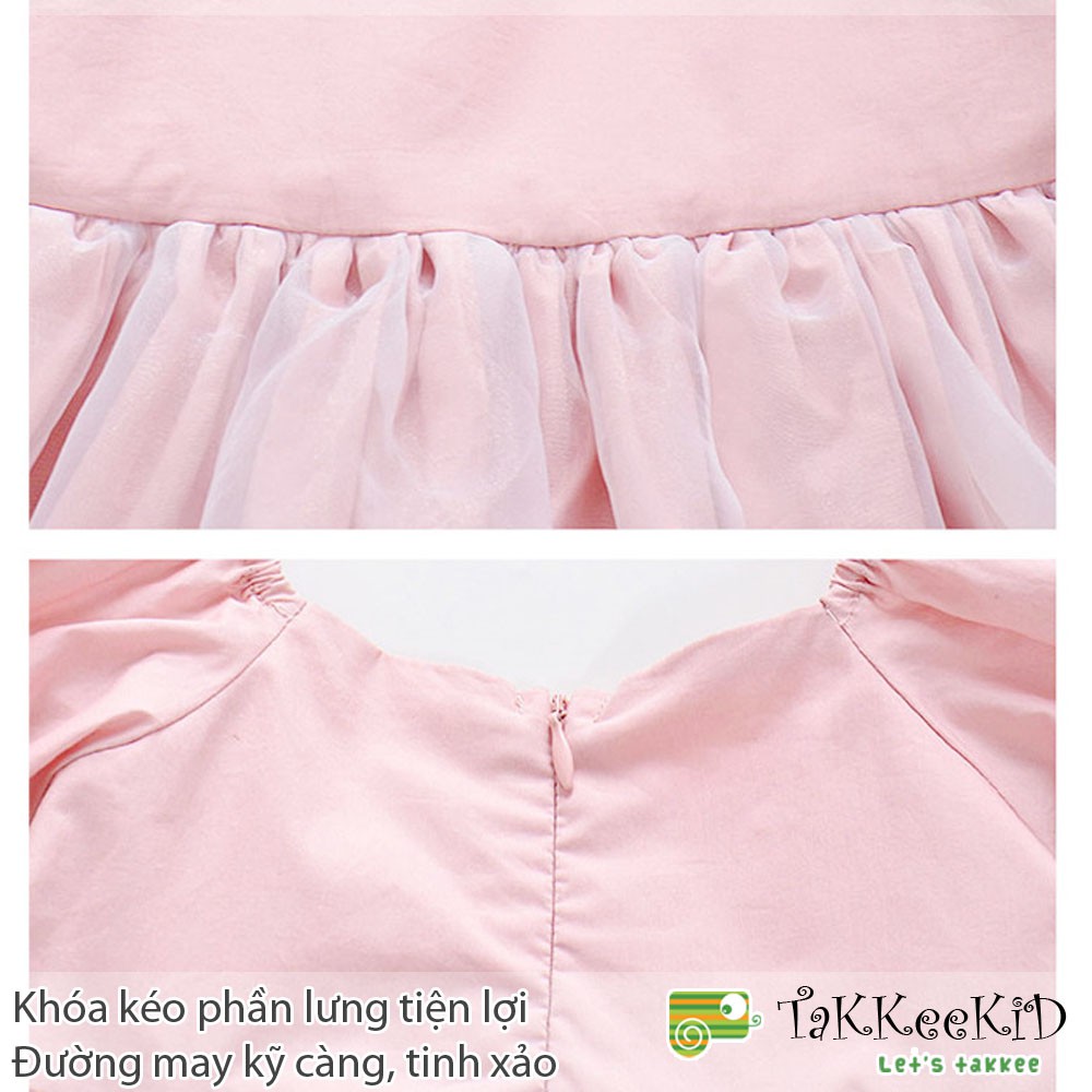 Váy Công Chúa Bé Gái Tay Bồng Hồng Pastel Xinh Xắn Size Từ 1 Đến 6 Tuổi