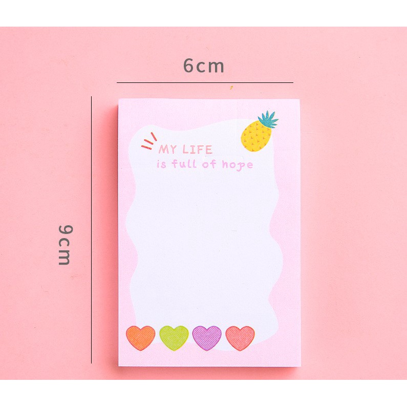Giấy ghi chú hình chữ nhật có keo 80 tờ xinh xắn đáng iu giá rẻ