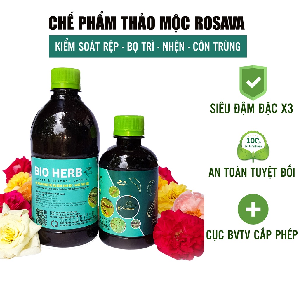 Chế phẩm sinh học thảo mộc ROSAVA diệt bọ trĩ, nhện, rệp, sâu và côn trùng trên cây cảnh, hoa hồng & hoa lan