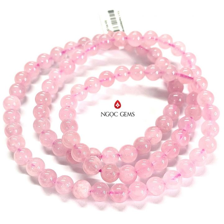 Vòng Thạch Anh Hồng Madagascar Tốt Cho Tình Duyên, Hợp Mệnh Hoả, Thổ - Ngọc Gems
