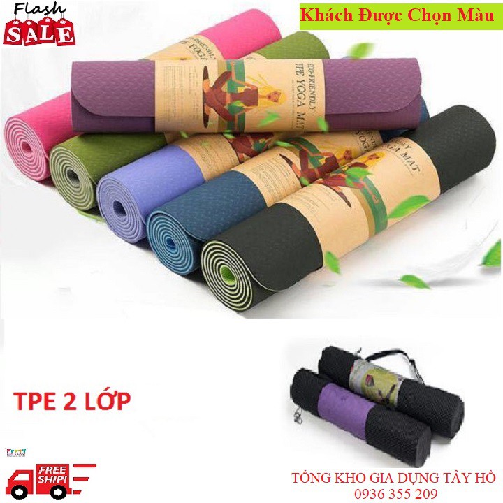 [❤️TẶNG KÈM TÚI Khi Mua 3 Chiếc❤️] THẢM TẬP YOGA TPE CAO CẤP 2 LỚP 6MM- XỊN SÒ