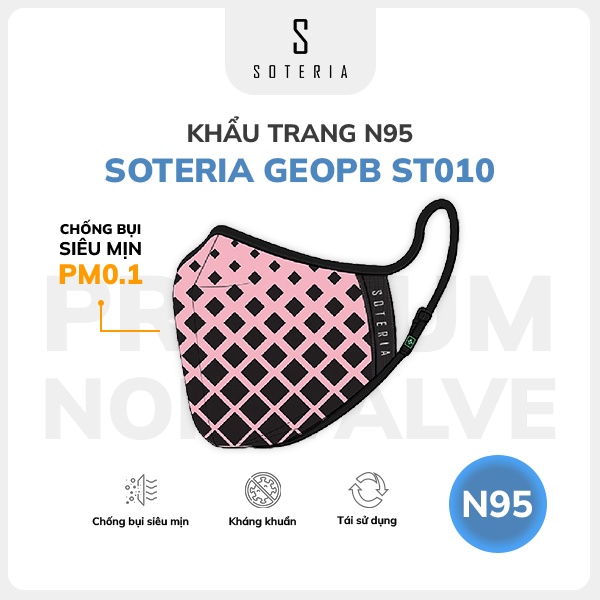 Khẩu trang thời trang SOTERIA GEOPB ST010 - N95 lọc hơn 99% bụi mịn 0.1 micro- Size S,M,L