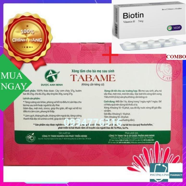 Combo Biotin 5mg+ TABAME - XÔNG TẮM CHO BÀ MẸ SAU SINH