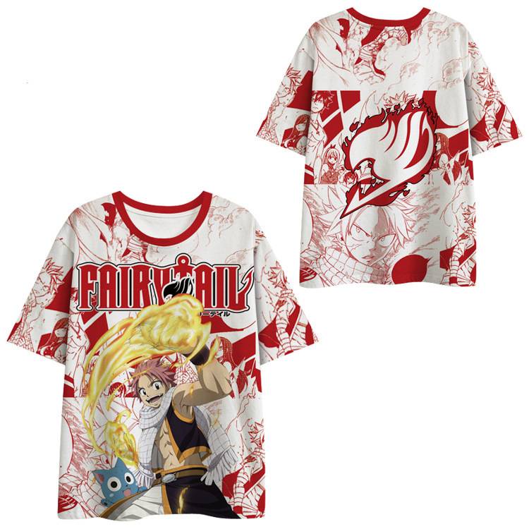 Áo Thun Ngắn Tay Dáng Rộng In Họa Tiết Anime FAIRY TAIL 3D Thời Trang Unisex