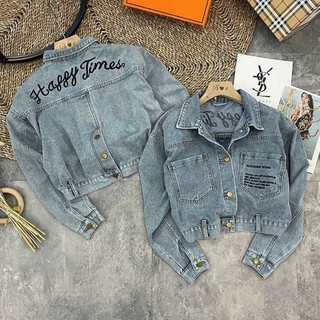 Áo bò dài tay croptop thêu chữ khuy sau cá tính