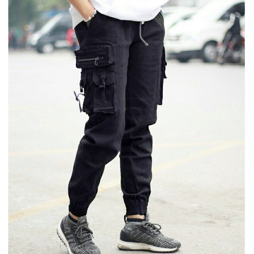Quần jogger túi hộp nam nữ phối chốt  chất kaki co giãn mịn, đẹp, cực chất