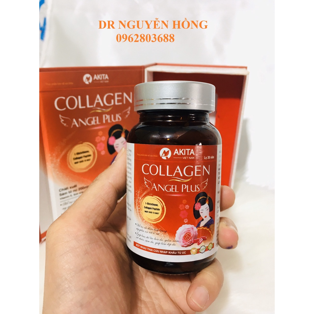 COLLAGEN ANGEL PLUS -Bổ sung collagen, hỗ trợ chống oxy hóa, hạn chế lão hóa da, giảm nám, vết nhăn, làm đẹp da -30 viên