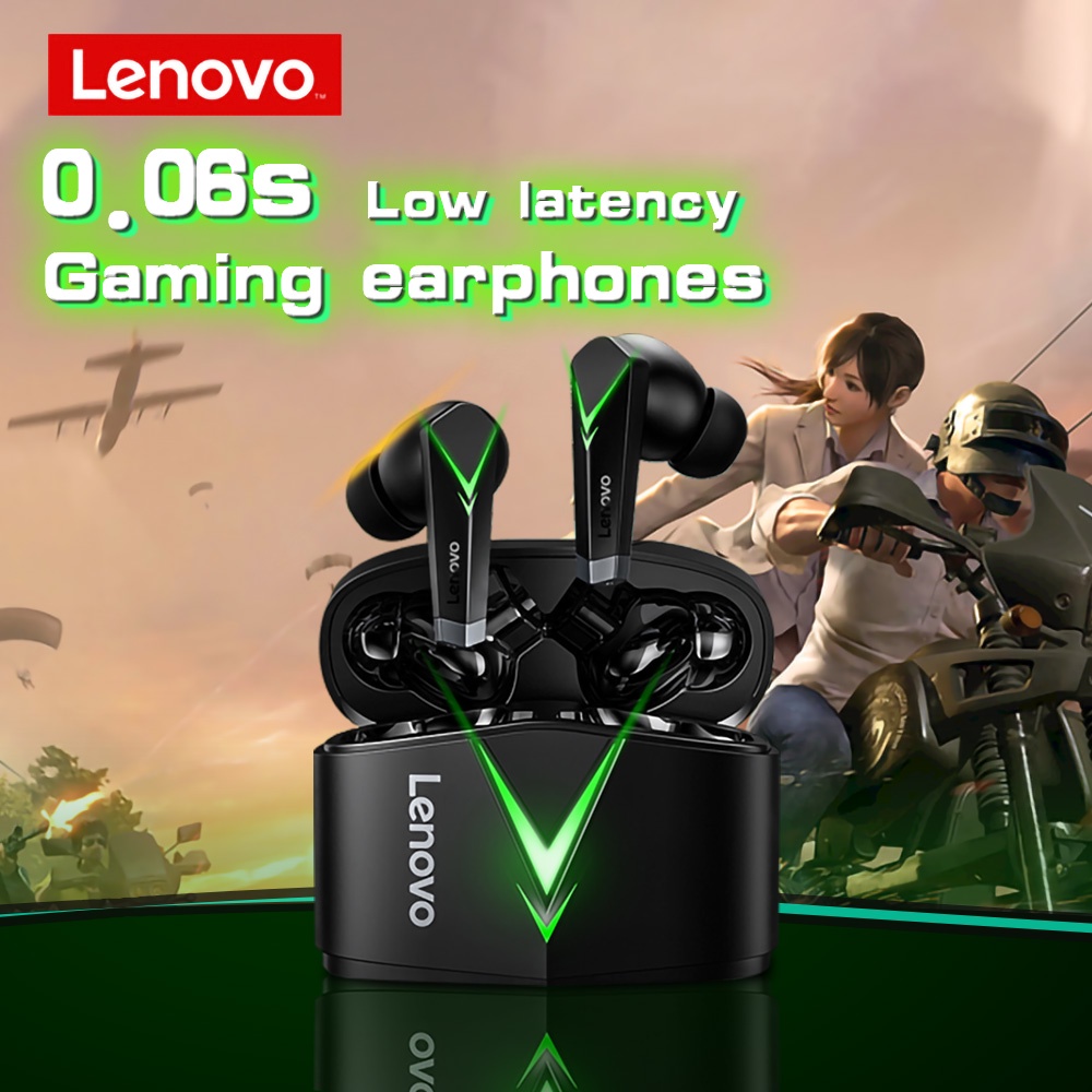 Tai nghe không dây Lenovo Live Pods LP6 gốc Tai nghe chơi game TWS Bluetooth 5.0 Chơi game Độ trễ thấp Tai nghe thể thao Tai nghe với Microphone 3D Stereo Bass Tai nghe