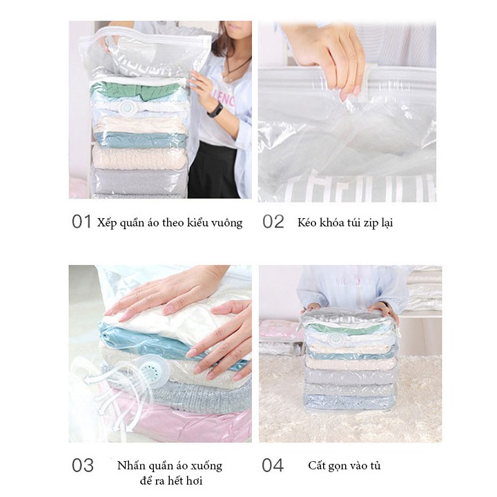 Túi đựng quần áo, chăn màn bằng cách hút chân không