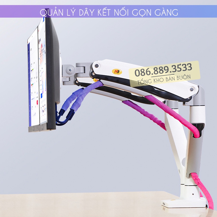 Giá Treo Hai Màn Hình NB F195A 22 - 32 Inch - Giá Treo Màn Hình Kép F195A - Tải Trọng 8Kg - Xoay 360 Độ