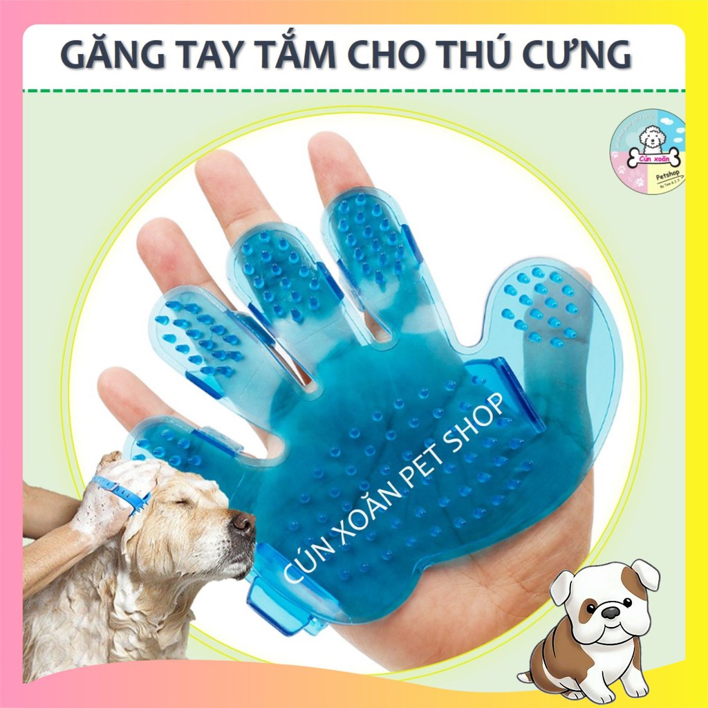 Găng tay tắm massage loại bỏ lông rụng cho chó - phụ kiện cho chó mèo